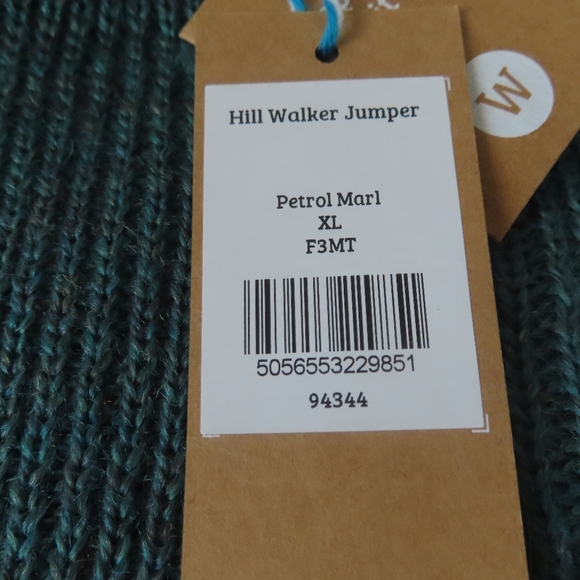 woolovers 100% Pure Wool Hill Walker Sweater XL petrol Marl NWT - Picture 7 of 7